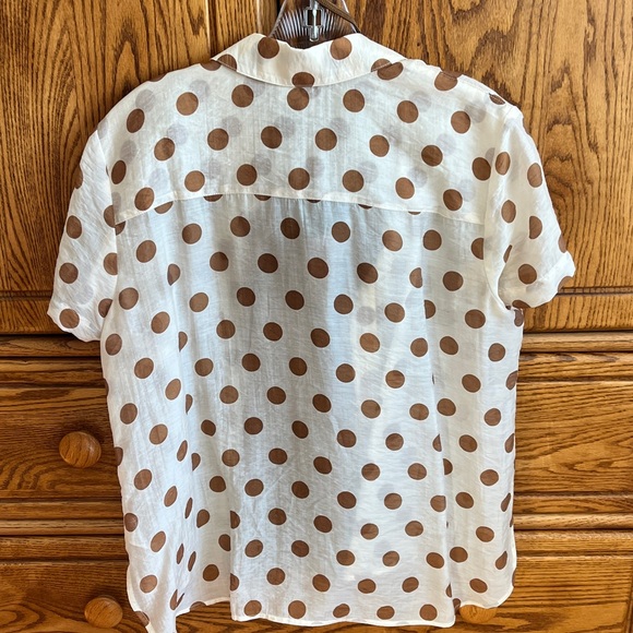CAbi Cream and Brown Polka Dot Button Down Shirt - Picture 3 of 3